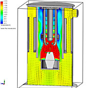 Simulation der Brenngas-Zirkulation im Pelletkessel